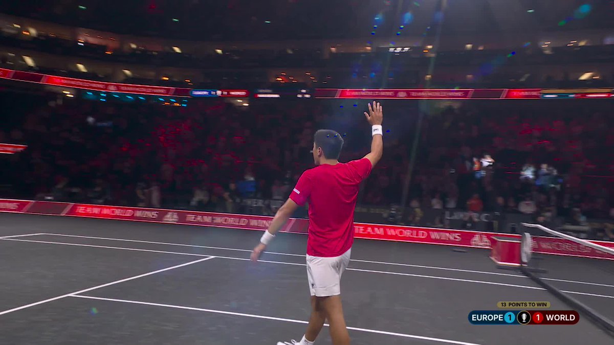 Nakashima d. Jakub Mensik 6-1 3-6 10-7 Team World ties it up with Team Europe 1-1. Big win for Brandon in his Laver Cup debut.