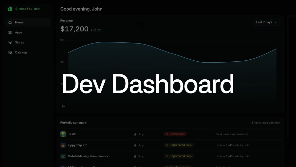 Rolling out now: the new Dev Dashboard App development, collaborator access, and store management, now in one home Demo with Shankar Chandran