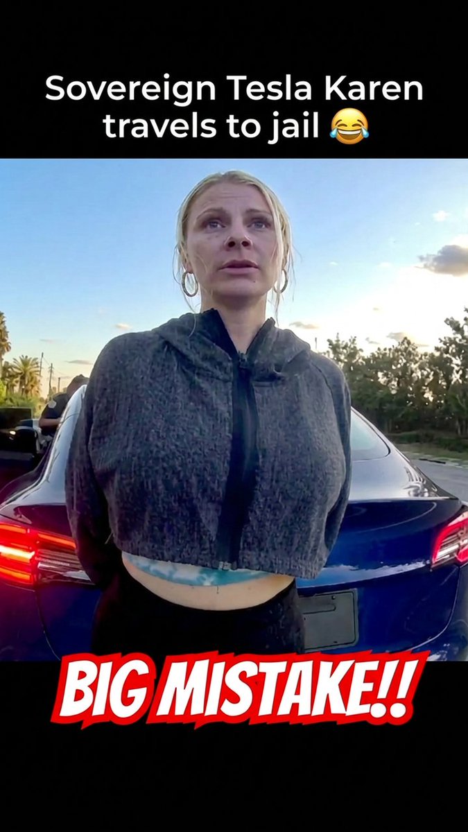 Sovereign Tesla Karen Travels To Jail 😂 #cops #police #bodycam