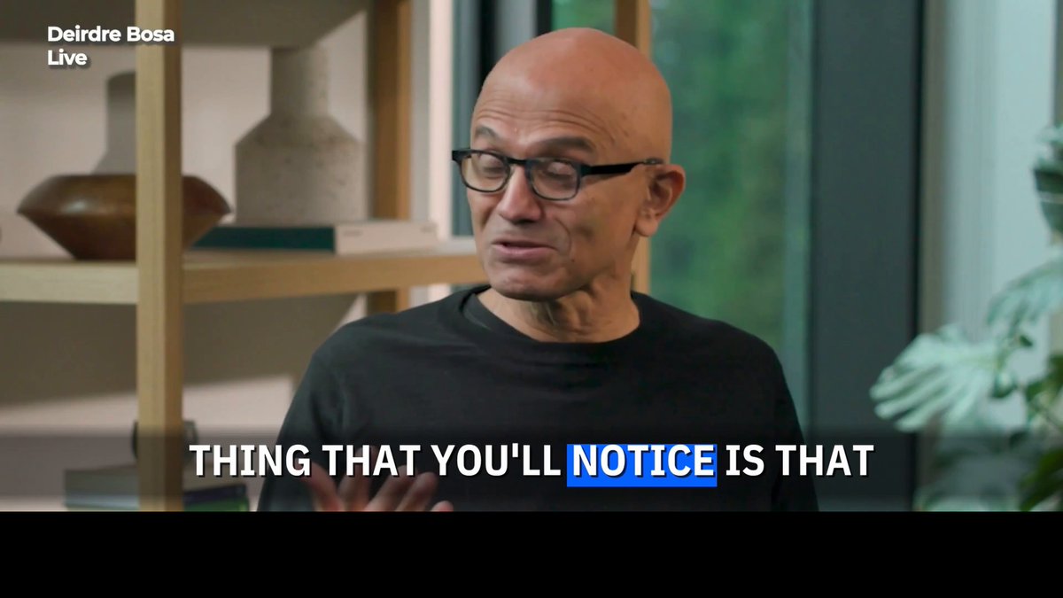 SATYA NADELLA SAYS AI SUBSIDIES CAN ONLY GO SO FAR Asked by Deirdre Bosa whether an always-on AI agent will be too expensive to sustain, Nadella says it still consumes tokens. Someone has to pay for that usage. “There’s a certain amount of subsidy anyone can do.” He says the business models come down to subscriptions, pay-as-you-go, advertising or transactions. But covering the cost is only part of it. The user needs to get value back. “At the end of the day, this all has to be about the return that the user gets,” whether that’s a consumer or a business.