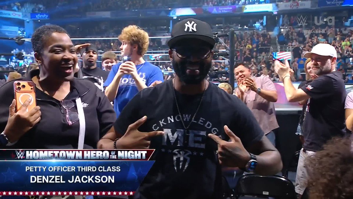 Thank you for your service, Petty Officer Third Class, Denzel Jackson! #WWEHometownHero