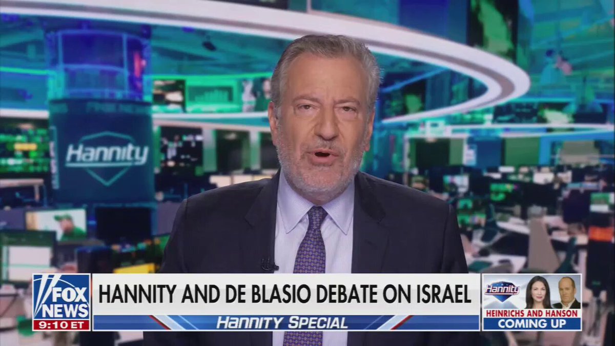 De Blasio: The American people don't want to keep spending our money to give our weapons to Israel to kill innocent people Hannity: You don’t speak for the American people.