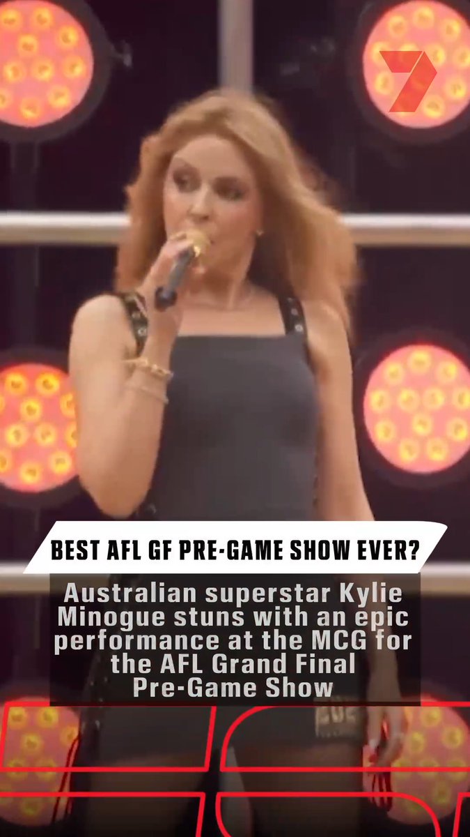 SUPER BOWL WORTHY 🤩 🤩 🤩 Kylie Minogue absolutely crushed the #AFLGF Pre-Game Show! Where does this rank for you all time? #KylieMinogue