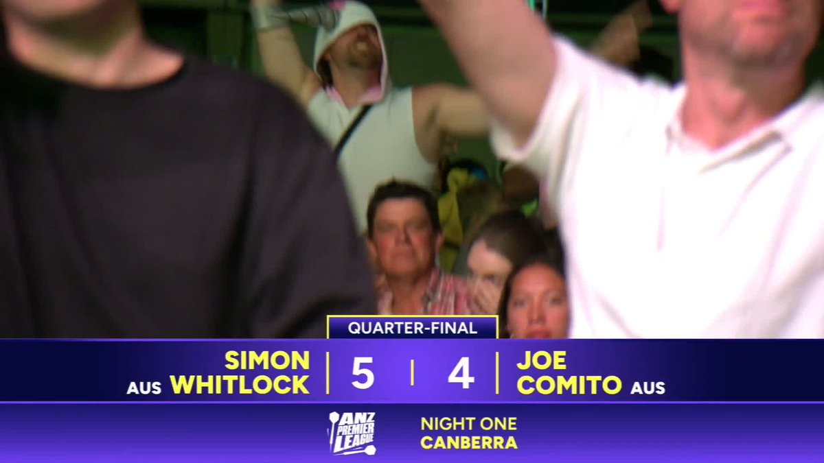 WHITLOCK BATTLES BACK TO KO COMITO! Simon Whitlock opens his ANZ Premier League title defence with a 5-4 last-leg thriller over Joe Comito to book his place in the semi-finals in Canberra! 📺 #ANZPL | Night One