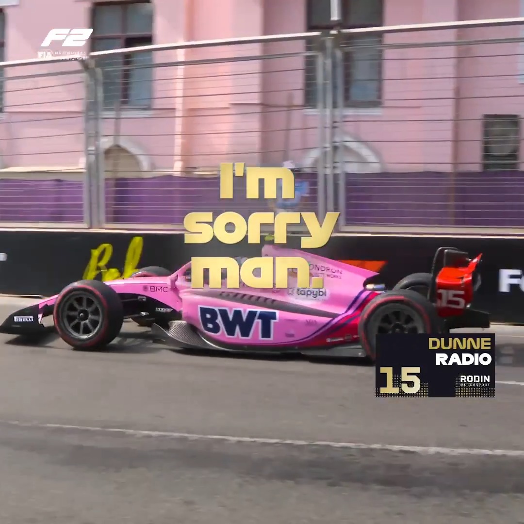A bittersweet P3 for Alex Dunne... ๐ฅบ๐ฅ Alex finished first on the road, but received a 5-second time penalty for crossing the white line on pit entry #F2 #AzerbaijanGP
