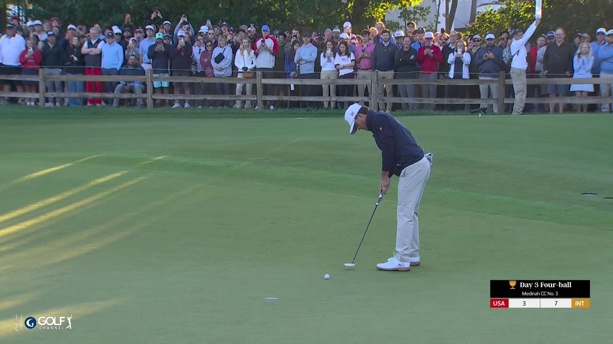 Here. We. Go. Jackson Koivun birdie. Fist pump. JT amped. Thomas and Koivun are 1 UP after 1 over Min Woo and Sungjae.