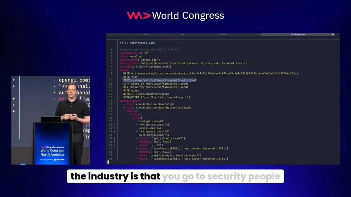At WeAreDevelopers, Docker CISO Mark Lechner highlighted how most orgs have no visibility into what their agents can reach. His take: manage manifests as code, only run agents in observable environments. Cloud Sandboxes is the boundary that stays with your agent, even after you close your laptop. Try it yourself - for the next 3 days, new accounts get $250 in credit: