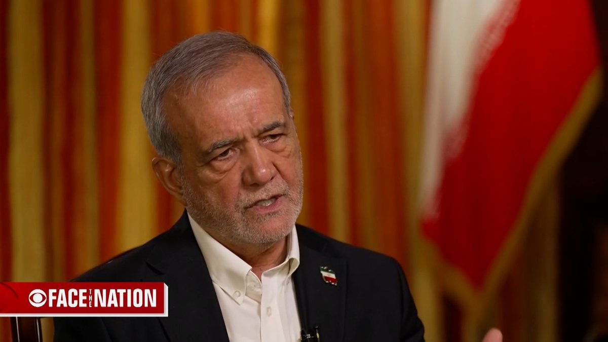 Iranian President Masoud Pezeshkian says Iran's Supreme Leader Ayatollah Mojtaba Khamenei has "no specific ongoing health issues or challenges" due to injuries he sustained in the U.S.-Israeli attack that killed his father, former Supreme Leader Ayatollah Ali Khamenei, in February. "On the last occasion when we met for seven-plus hours, of course we were not used to being in seated positions for those many hours. We changed angles and positions, we crossed our legs and so on. But, of course, he was healthy enough to be able to withstand those hours of consultation and conversations," Pezeshkian told Margaret Brennan. "From a medical standpoint, he’s completely healthy. Hear this from me as a physician and accept it. He has no issues." Pezeshkian also adds he has met with the new Supreme Leader "on two occasions."