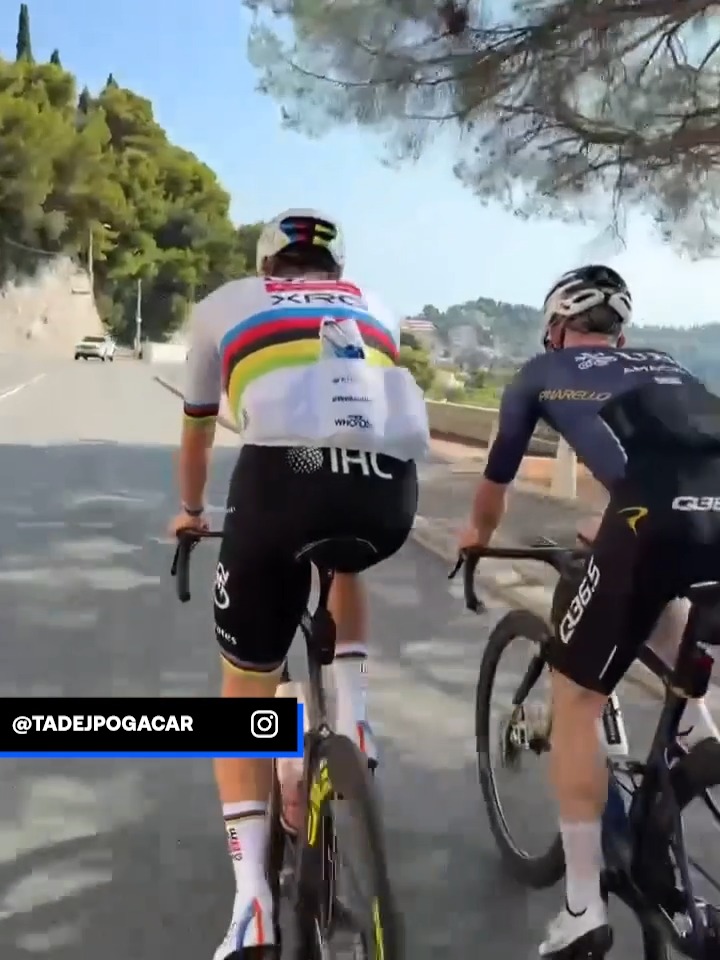🔴 NOTICIÓN 🔴 ¡Pogacar ya se sube a la bici tras recuperarse de la caída sufrida en La Vuelta! 🚴👏 Y lo hace con el maillot arcoíris que cederá este domingo 🌈