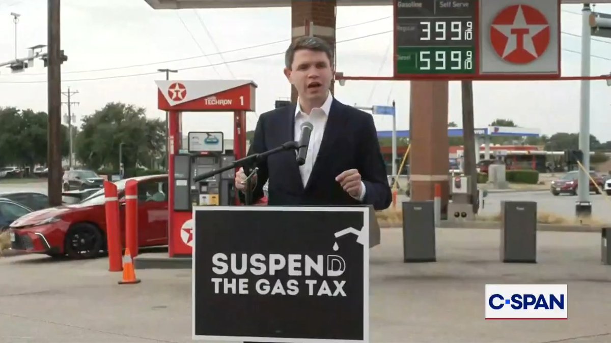 U.S. Sen. candidate James Talarico (D-TX) says there should be a suspension of the federal gas and diesel tax as an "immediate action" to provide relief amidst Iran war: "And end this disastrous war so we can lower prices for Texans."
