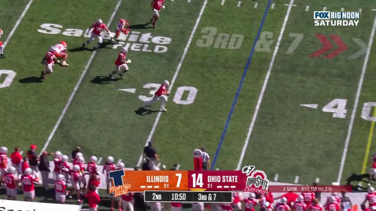 Fill in the blank: This Julian Sayin run was _________? We'll call the highlight-reel 3rd down conversion clutch 💥 Watch on FOX