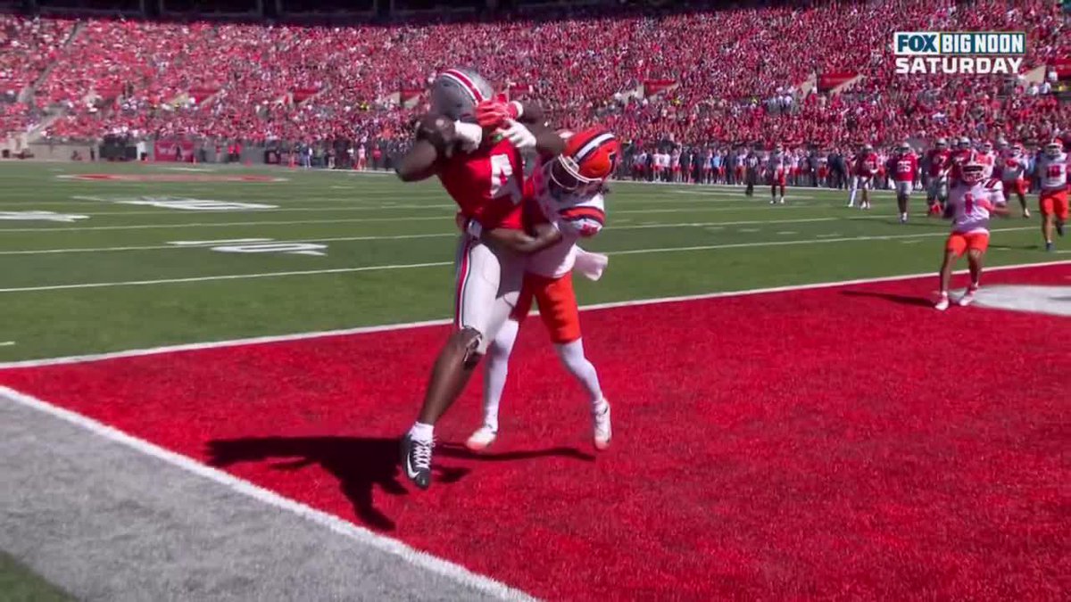 Jeremiah Smith got the left foot down 🤯 That's the Ohio State Football star WR's third TD of the first half. Watch on FOX