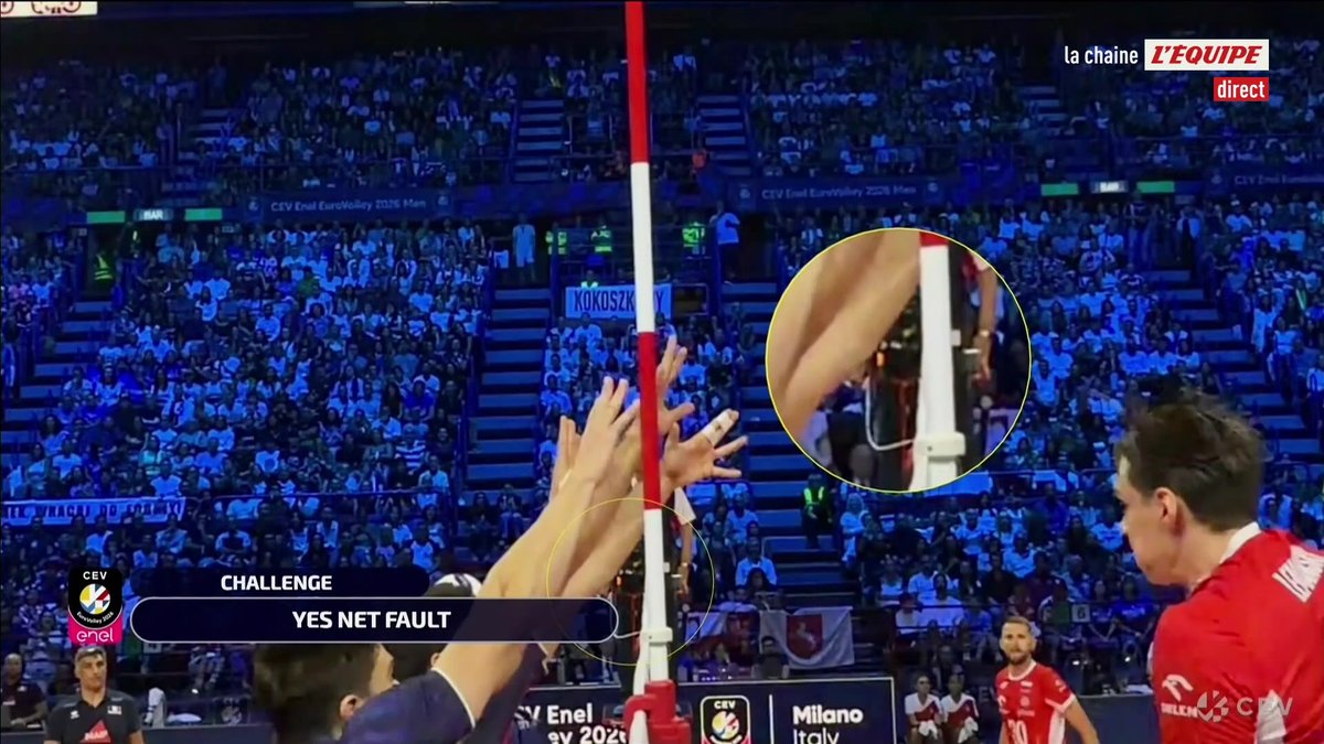 Que s'est-il passé lors du point de 26-25 ? La France a été sanctionnée pour avoir touché le filet au bloc. #lequipeVOLLEY