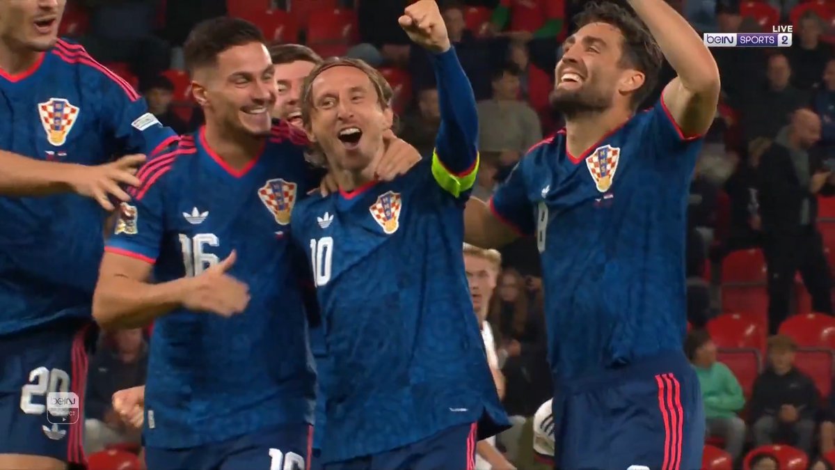 41 years old and still producing moments like this! 🤯 Luka Modrić finds the net for Croatia! 🇭🇷 #NationsLeague
