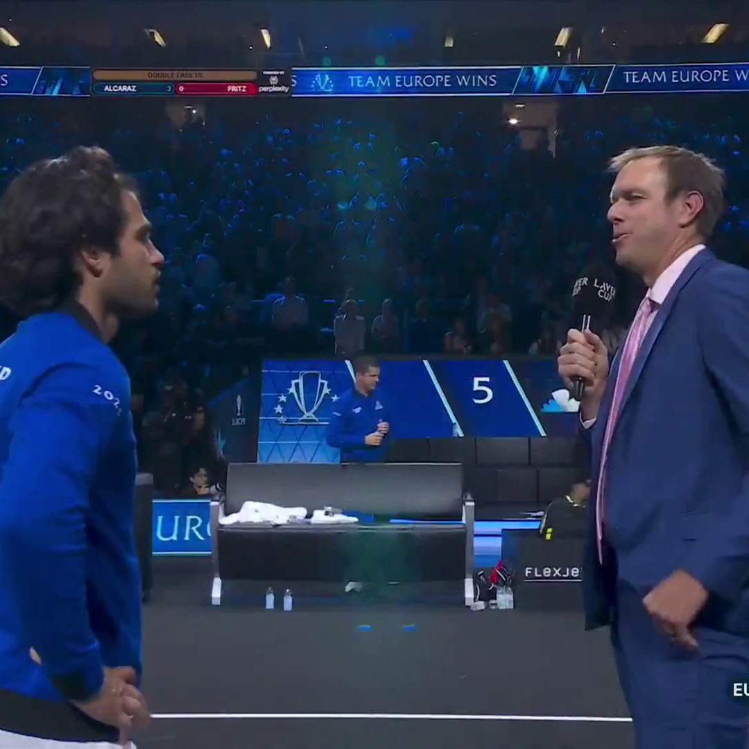 “I like to watch it, why not?” 😂 Even Carlos Alcaraz likes watching his own replays after hitting a great shot 😏 Watch the Laver Cup: