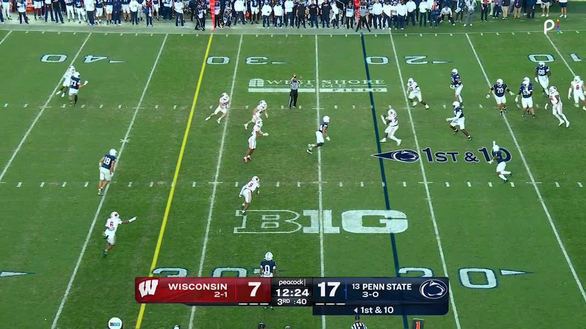 BIG MAN PICK 😤🚨 Wisconsin Football Charles Perkins with the interception! Watch on Peacock