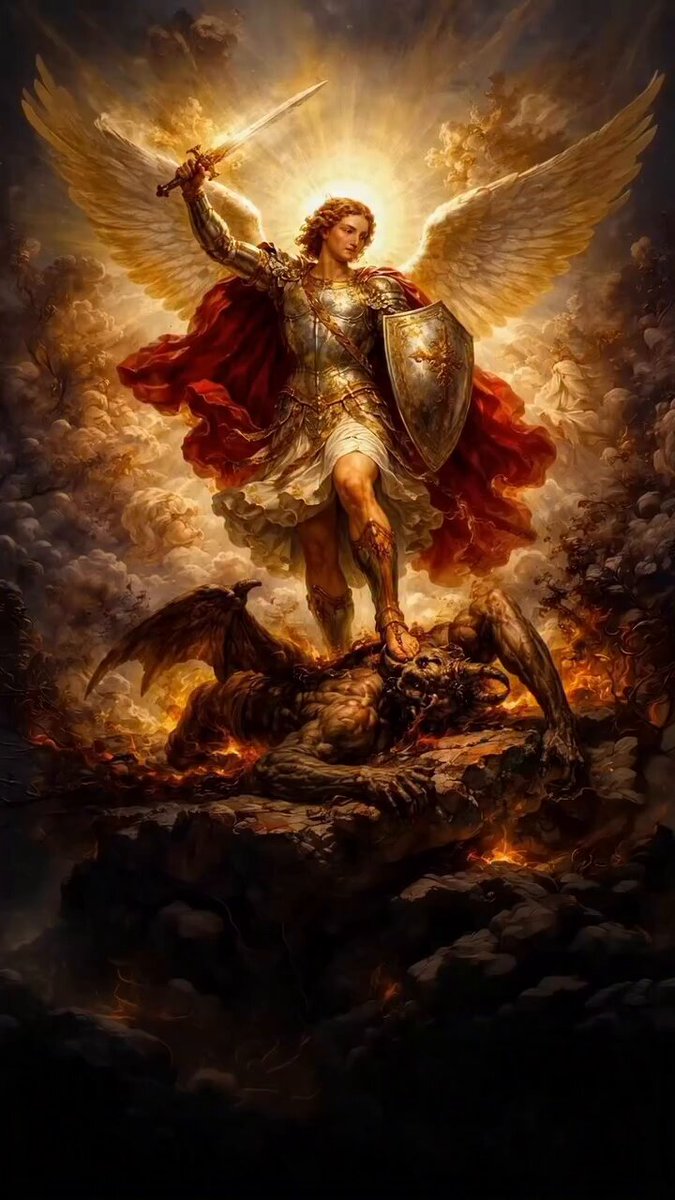 ♰🛡🗡 Day 7 of Novena for the Feast of Saint Michael 🗡🛡♰ Novena September 20 to 28 Feast of Saint Michael September 29 Pray the Saint Michael Prayer Daily or learn The Chaplet of St. Michael below: O God, come to my assistance. O Lord, make haste to help me. Glory be to the Father, and to the Son and to the Holy Spirit as it was in the beginning is now and ever shall be world without end. Amen Say one Our Father and three Hail Marys after each of the following nine salutations in honor of the nine Choirs of Angels: 1. By the intercession of St. Michael and the celestial Choir of Seraphim may the Lord make us worthy to burn with the fire of perfect charity. Amen. 2. By the intercession of St. Michael and the celestial Choir of Cherubim may the Lord grant us the grace to leave the ways of sin and run in the paths of Christian perfection. Amen. 3. By the intercession of St. Michael and the celestial Choir of Thrones may the Lord infuse into our hearts a true and sincere spirit of humility. Amen. 4. By the intercession of St. Michael and the celestial Choir of Dominations may the Lord give us grace to govern our senses and overcome any unruly passions. Amen. 5. By the intercession of St. Michael and the celestial Choir of Virtues may the Lord preserve us from evil and falling into temptation. Amen. 6. By the intercession of St. Michael and the celestial Choir of Powers may the Lord protect our souls against the snares and temptations of the devil. Amen. 7. By the intercession of St. Michael and the celestial Choir of Principalities may God fill our souls with a true spirit of obedience. Amen. 8. By the intercession of St. Michael and the celestial Choir of Archangels may the Lord give us perseverance in faith and in all good works in order that we may attain the glory of Heaven. Amen. 9. By the intercession of St. Michael and the celestial Choir of Angels may the Lord grant us to be protected by them in this mortal life and conducted in the life to come to Heaven. Amen. Say one Our Father in honor of each of the following leading Angels: Saint Michael, Saint Gabriel, Saint Raphael and our Guardian Angel. Concluding prayers: O glorious prince St. Michael, chief and commander of the heavenly hosts, guardian of souls, vanquisher of rebel spirits, servant in the house of the Divine King and our admirable conductor, you who shine with excellence and superhuman virtue deliver us from all evil, who turn to you with confidence and enable us by your gracious protection to serve God more and more faithfully every day. Pray for us, O glorious St. Michael, Prince of the Church of Jesus Christ, that we may be made worthy of His promises. Almighty and Everlasting God, Who, by a prodigy of goodness and a merciful desire for the salvation of all men, has appointed the most glorious Archangel St. Michael Prince of Your Church, make us worthy, we ask You, to be delivered from all our enemies, that none of them may harass us at the hour of death, but that we may be conducted by him into Your Presence. This we ask through the merits of Jesus Christ Our Lord. Amen. Chaplet Video: