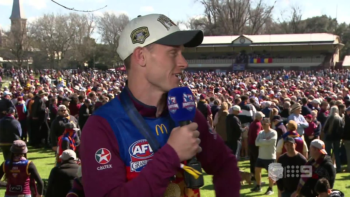 "The young fella might've got a bit excited" 😂😂 Ryan Lester confirms Levi Ashcroft hasn't quite made it to the Lions' celebrations yet 😅 #9AFLSFS | Watch on 9 &amp; 9Now 🖥️
