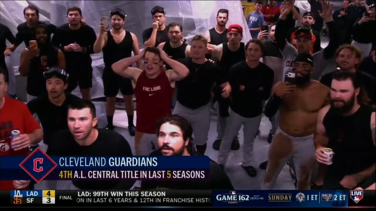 A look inside the clubhouse as the Cleveland Guardians watch the Rockies defeat the White Sox, giving Cleveland their fourth AL Central title in the last five seasons!