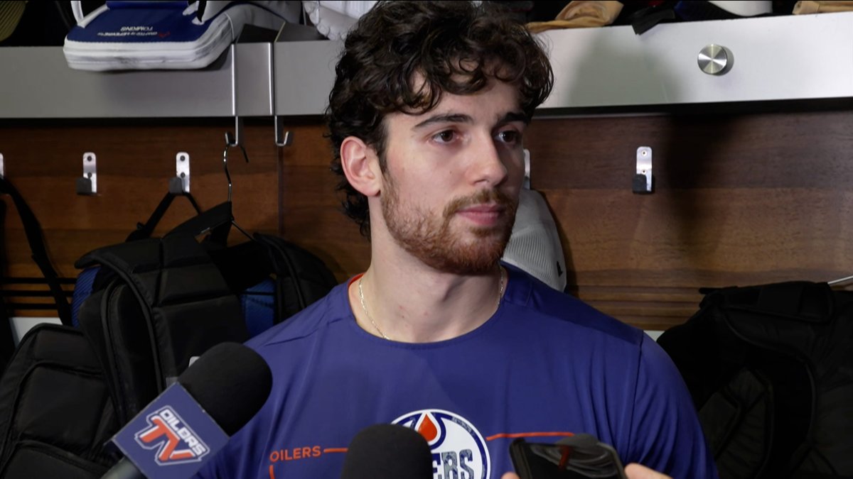 "I'd do it the same... The takeaways from the camp that I can lead with are consistency... There's always room to build, but I feel like it was a good block for now." #Oilers goaltender Devon Levi on how he felt about his training camp & preseason. Enterprise | #LetsGoOilers