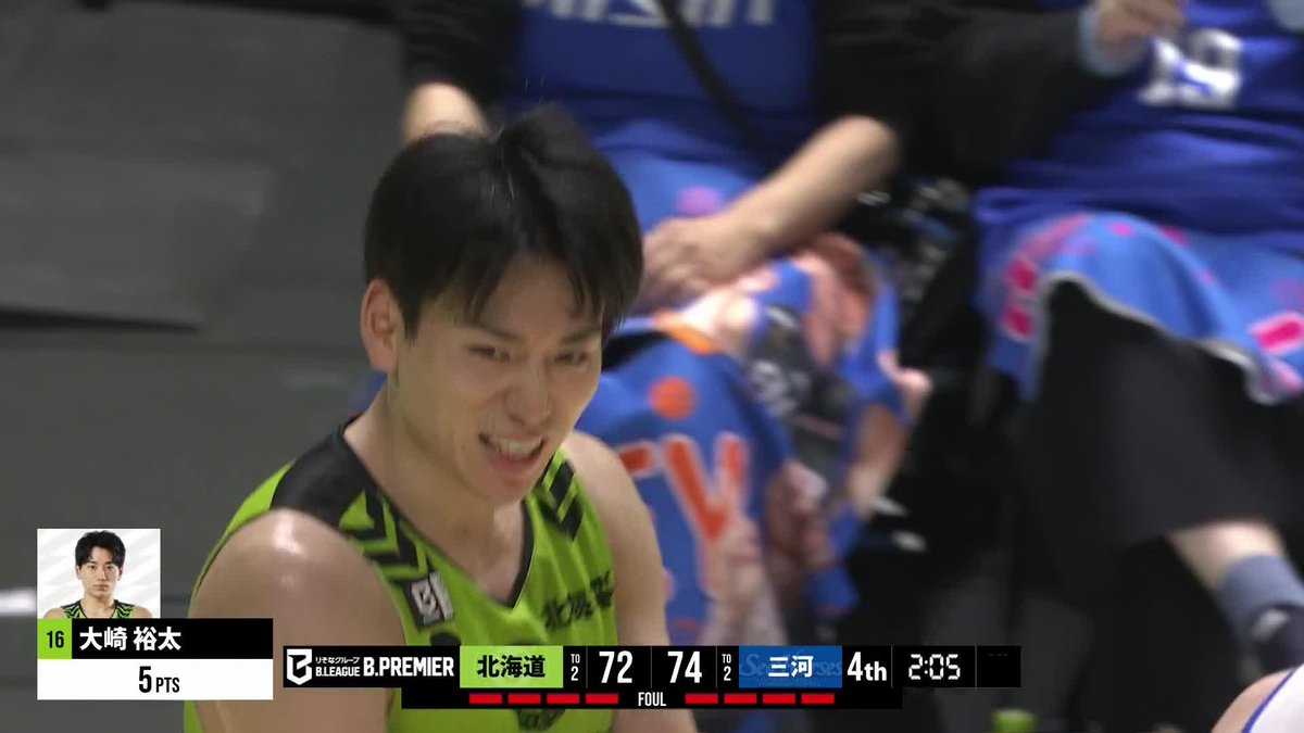 4Q ラスト2分。 1本の価値が重いポゼッションで #大崎裕太 が冷静にバンクショットを決め切る🔥🔥 9/27(日) vs. シーホース三河 #レバンガ北海道