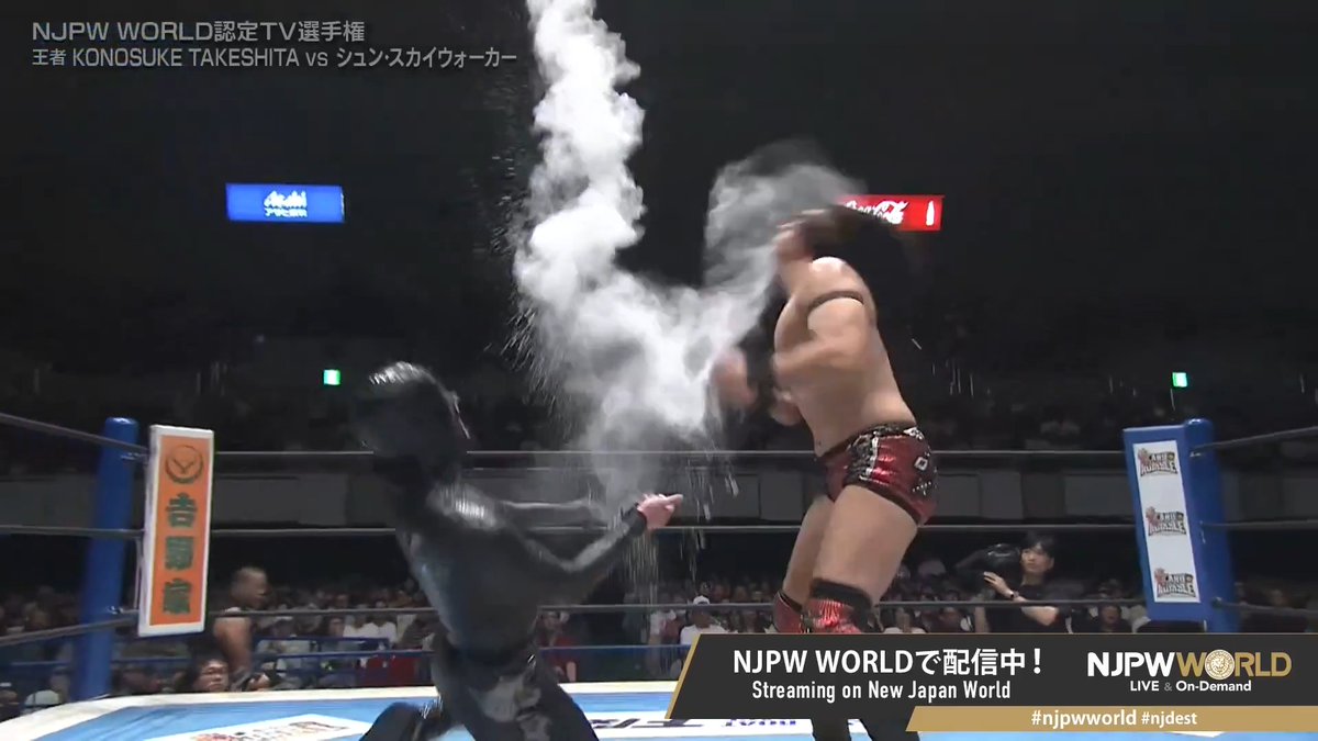 .𝐒𝐇𝐔𝐍 𝐒𝐊𝐘𝐖𝐀𝐋𝐊𝐄𝐑 "Blaster → Moonsault Double Knee Drop" Streaming now on #njpwworld #njdest
