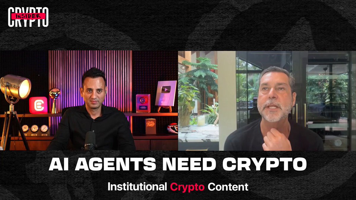 🚨BLOCKCHAINS WEREN’T BUILT FOR HUMANS! Raoul Pal on Crypto Insider with Ran Neuner says AI agents need a layer for value and identity. They cost electricity and compute, so they have to pay. What we built is for humans. We close on weekends. Agents don’t. You need fast chains and instant microtransactions. Watch the FULL video: