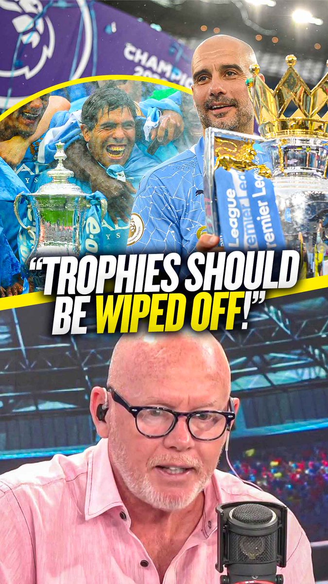 ❌ "If they're found guilty after their appeals... 🏆 ...any trophies they won from 2009-2018 should be wiped off!" Perry Groves wants #MCFC's trophies erased from the history books if the guilty verdict over financial breaches sticks 👀