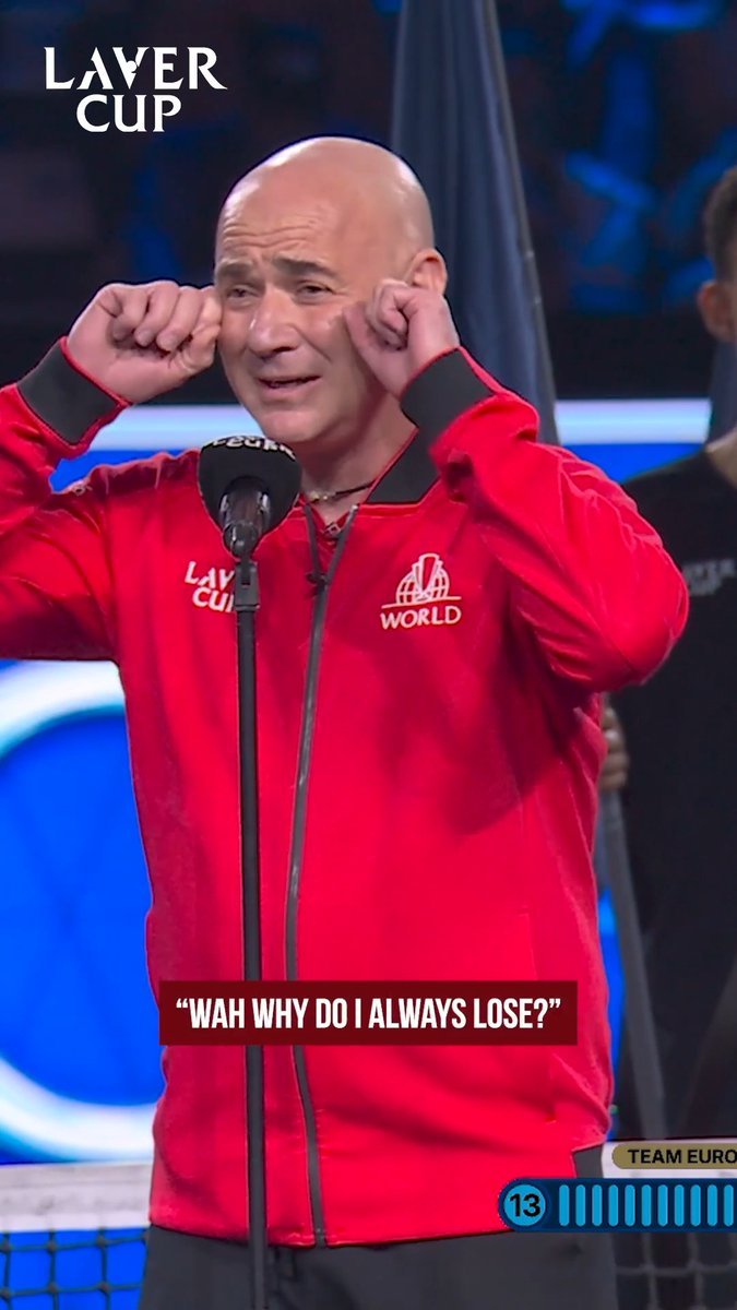 No one is safe from Team World captain Andre Agassi ๐ญ #LaverCup #TennisUnrivaled