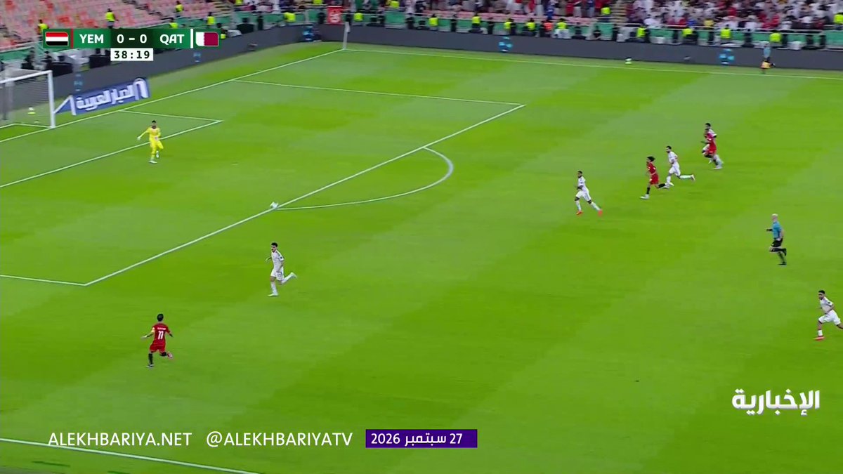 أولى فرص منتخب اليمن من عبدالواسع المطري وتألق الحارس القطري محمود أبو ندى . 🧤
