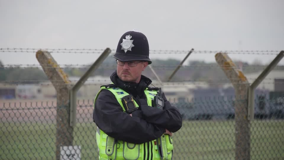 British police arrested five men near RAF Fairford on suspicion of offenses under the Explosives Act after reports of suspicious vehicles near the US air base