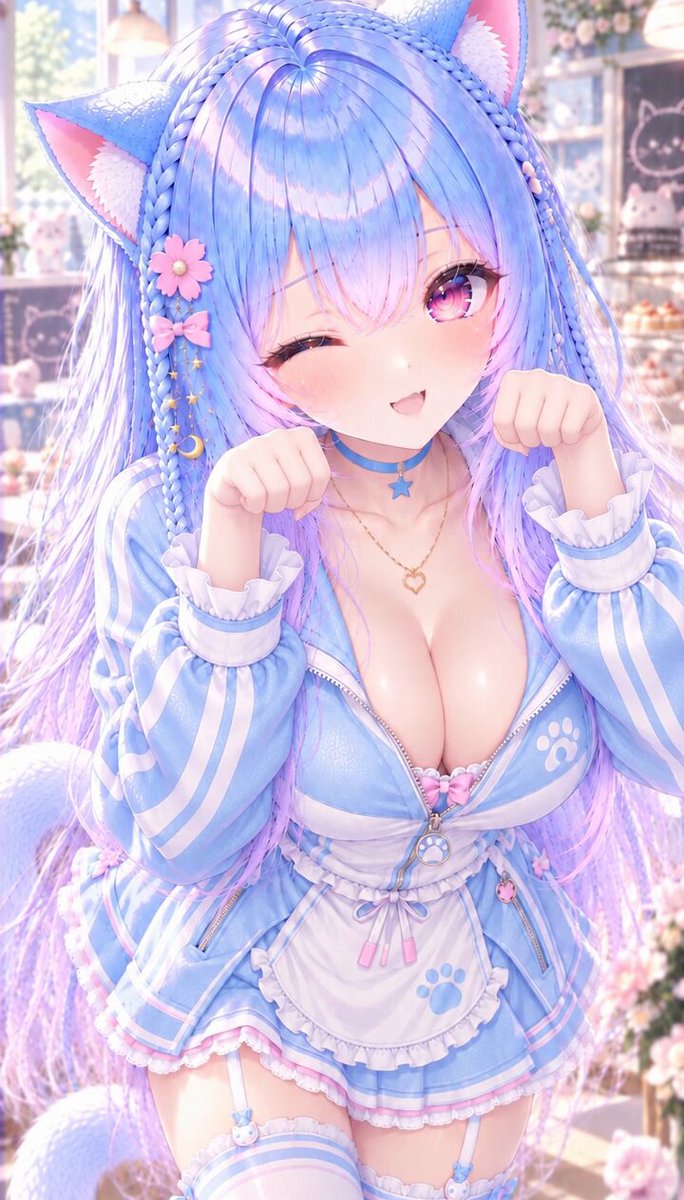 🩵ソラ🩵 おはソラにゃ~ぉｯｯฅ🐾໊🩵 ねぇねぇ♡ ボクのジャージメイドどう〜？🥺💕 可愛いって言ってくれたら朝からごきげんになっちゃうっ🤭🩵 週明け月曜日もがんばるキミに ボクから元気いっぱい注入〜っฅ🐾໊✨ 今日もゆるっとがんばろ〜ねっ🩵 #夢猫ソラ #夢猫シリーズ SFW. No nudity, no suggestive intent