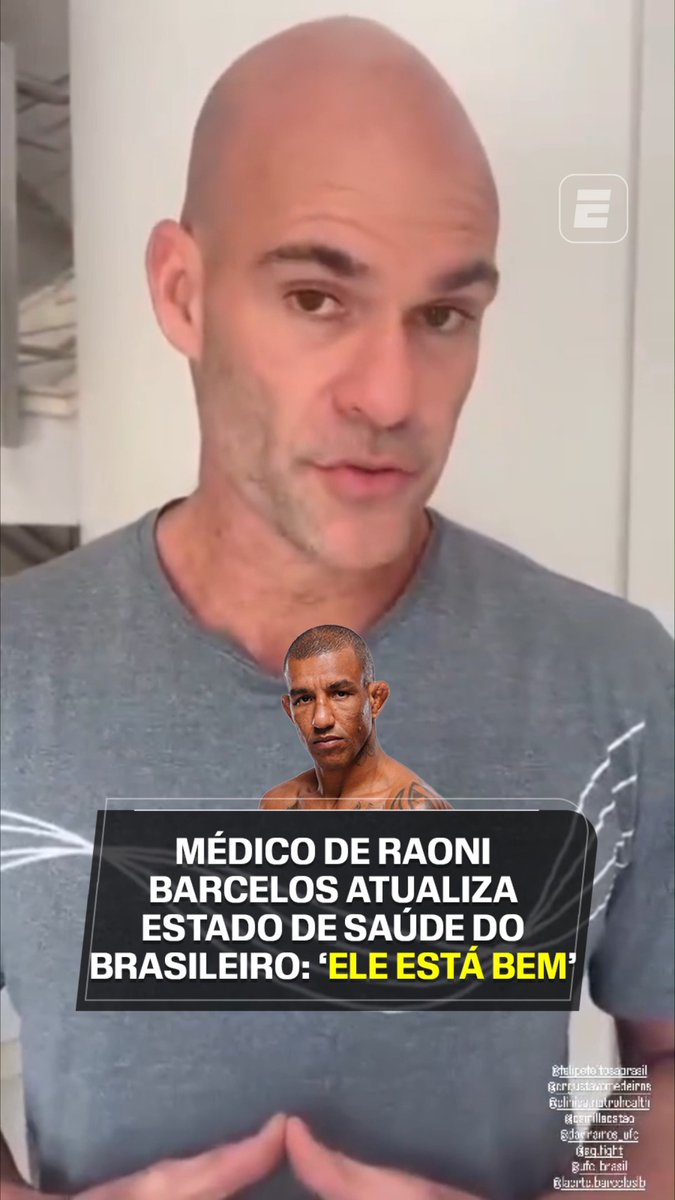 Que fique tudo bem! 🙏 Em postagem nas redes sociais, o médico de Raoni Barcelos, Gustavo Medeiros, explicou o motivo do assustador "apagão" do lutador brasileiro durante a luta contra Raul Rosas Jr.. De acordo com Medeiros, Raoni teve um "mal súbito" durante o 5º round do combate, o que o fez ser hospitalizado logo depois da luta em Las Vegas. No entanto, o médico adotou tom tranquilizador e salientou que o brasileiro está "lúcido" e em bom estado no hospital, permanecendo internado apenas por questões protocolares enquanto realiza os últimos exames. #ESPNKnockOut #UFC #RaoniBarcelos