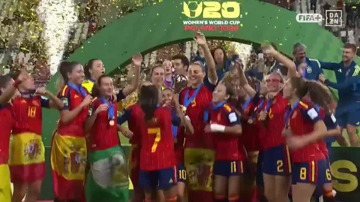 女子もラ・ロハの時代到来!?🇪🇸 男子A代表に続いた🙌 スペインが歓喜のトロフィーアップ🏆️ 🏆FIFA U-20女子ワールドカップ 決勝 🆚スペイン×北朝鮮 #だったらDAZN