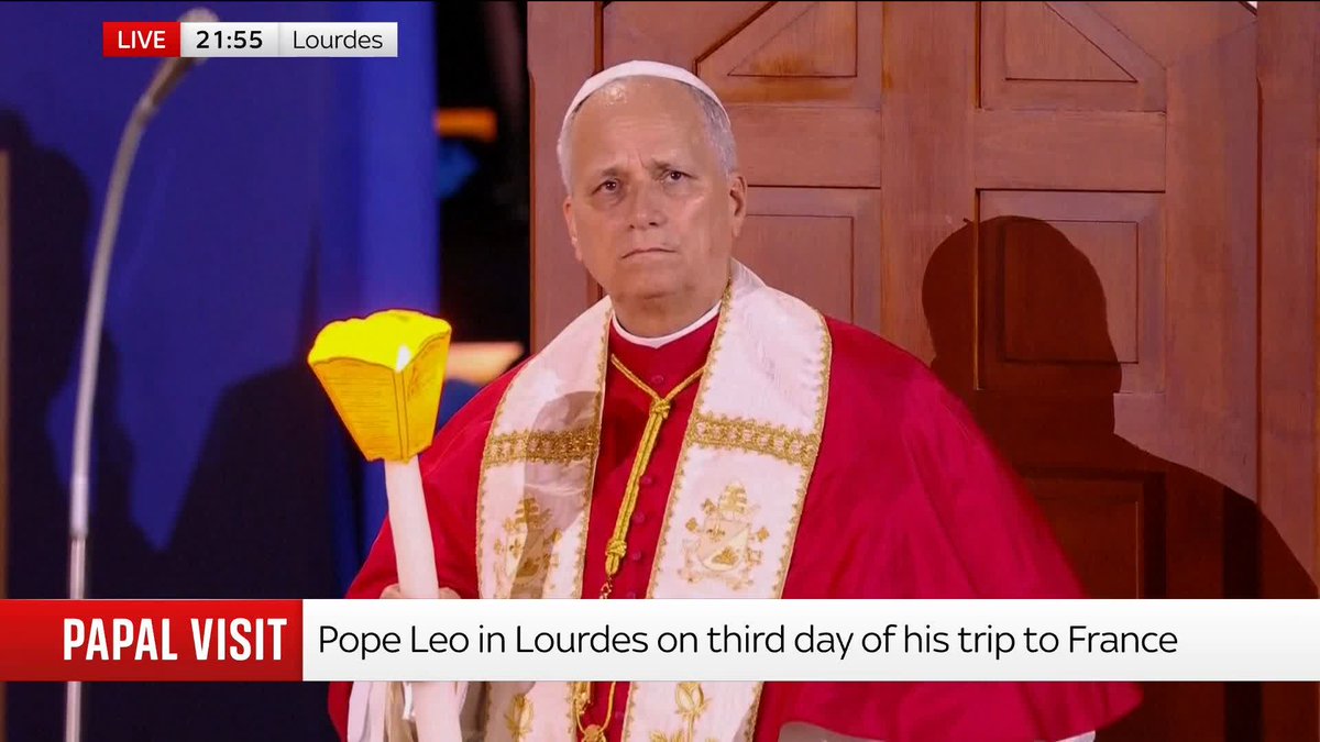 Pope Leo is presiding over a torchlit procession at the Sanctuary of Our Lady of Lourdes. The pontiff is on a four-day visit to France, where he has addressed the issue of abuse in the Catholic Church, and warned about the dangers of AI. Latest: