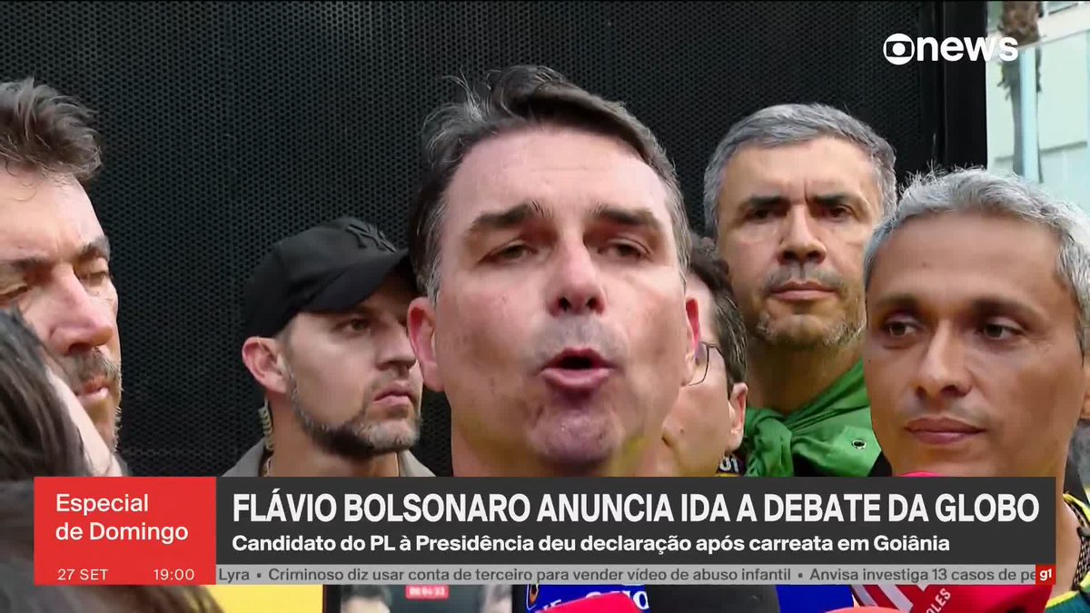 Flávio Bolsonaro anuncia ida a debate da Globo. ➡️ Assista ao #EspecialdeDomingo na #GloboNews na TV e no #Globoplay