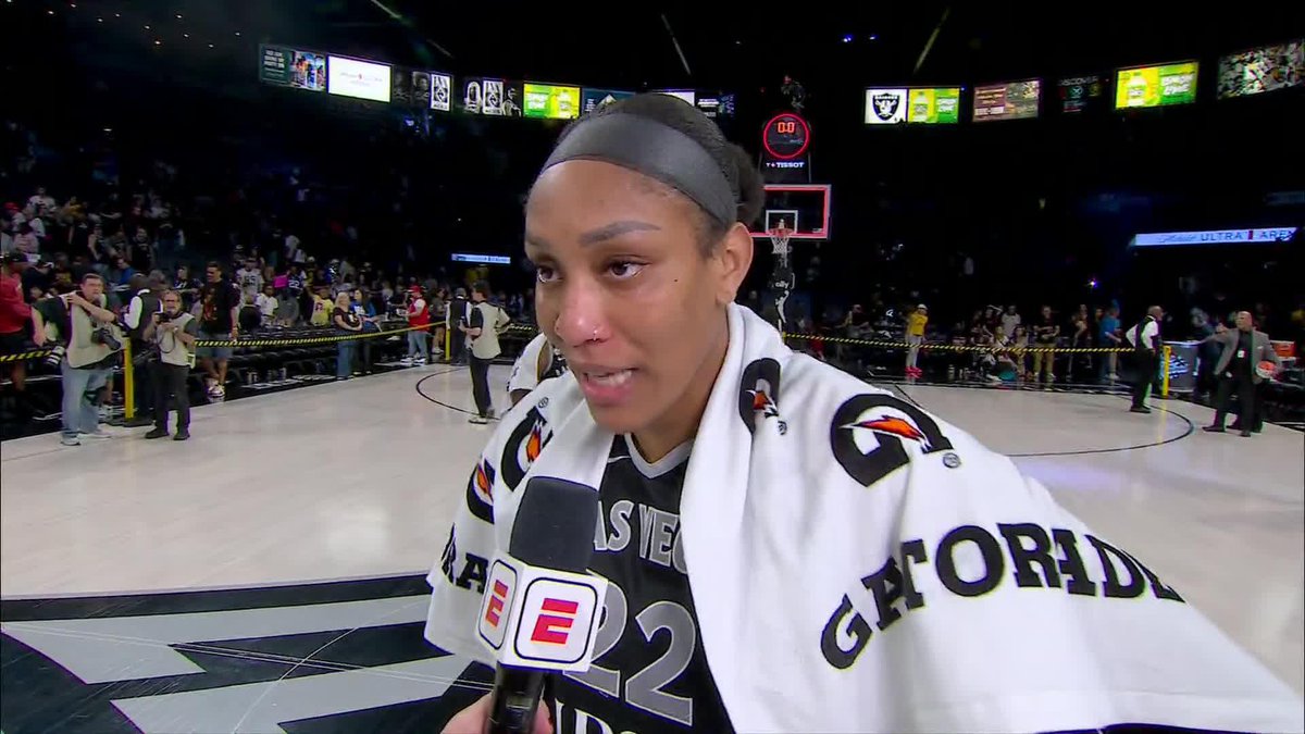 "It's my job ... I don't take a minute on this court for granted." A'ja Wilson shared how she keeps getting better with Holly Rowe after a 38-PT Game 1 performance 🔥