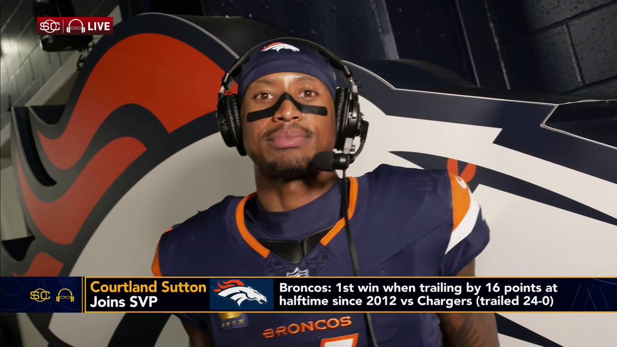 "No matter what's going on in the game, we have an opportunity to be able to come back." Broncos WR Courtland Sutton joins Scott Van Pelt following their 30-26 comeback win vs. the Rams 🏈