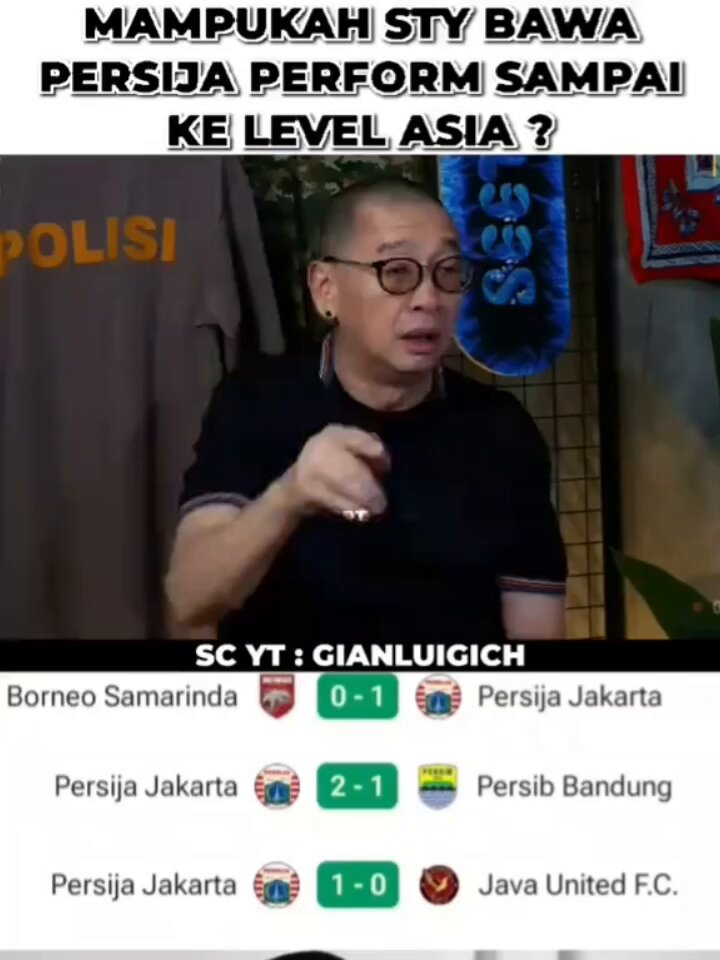 Wow! Lagi² BOMBA steatment dari coach Justin. Di Yt podcast GIANLUIGICH, Coachi masih mempertanyakan "Eksistensi" dari STY. Menurut doi, memang sekarang persija main cukup bagus dengan 3 back nya. Tapi yg jadi pertanyaan! "If Persija jadi juara What next step dari STY, Apakah dia bisa bawa Persija perform di ASIA?" Menurut coachi, klo STY gk bisa bawa Persija perform di level ASIA ya berarti STY "Biasa aja" alias bukan pelatih yg harus dielu-elukan. Tapi menurut kalian gimana. Apakah STY memang sebagus itu atau cuma Overhype aja? 💁‍♂️