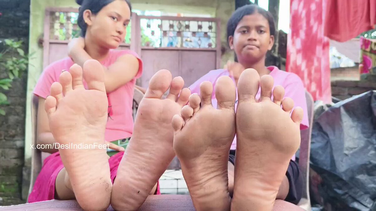 Cute Indian Girls showing off their Sweaty Dirty Soles sitting outdoor 😍👣 Anyone wanna clean their soles? 👅😋 #DesiIndianFeet #feetworship #indianfeet