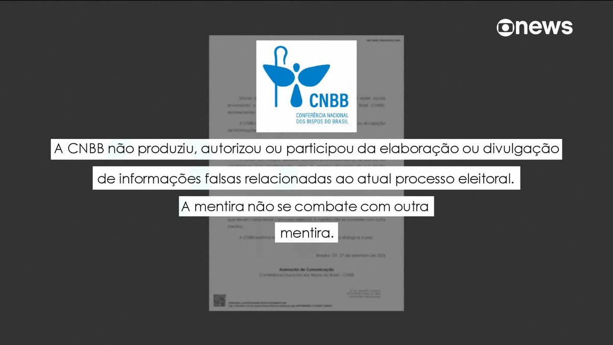 Flávio Bolsonaro acusa CNBB de divulgar Fake News sobre Nossa Senhora Aparecida. A entidade publicou uma nota em que afirma "mentira não se combate com mentira" e afirma não ter nenhum viés político envolvido. ️➡️#GloboNewsEmPonto de segunda a sexta, às 06h30, na #GloboNews