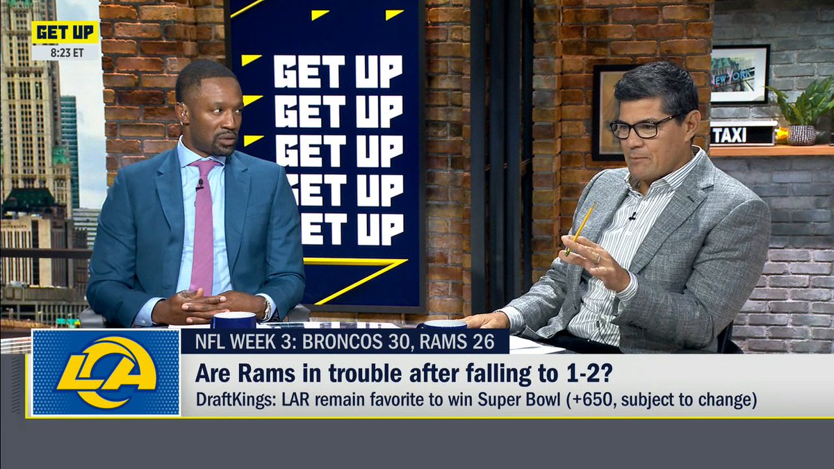 “I have no concern! … They have plenty of time to make this up.” —Tedy Bruschi “I agree. … This is a really good team, and they’re capable of winning it all.” —Adam Schefter Adam Schefter and Tedy Bruschi aren’t worried about the Los Angeles Rams after their loss to the Denver Broncos.