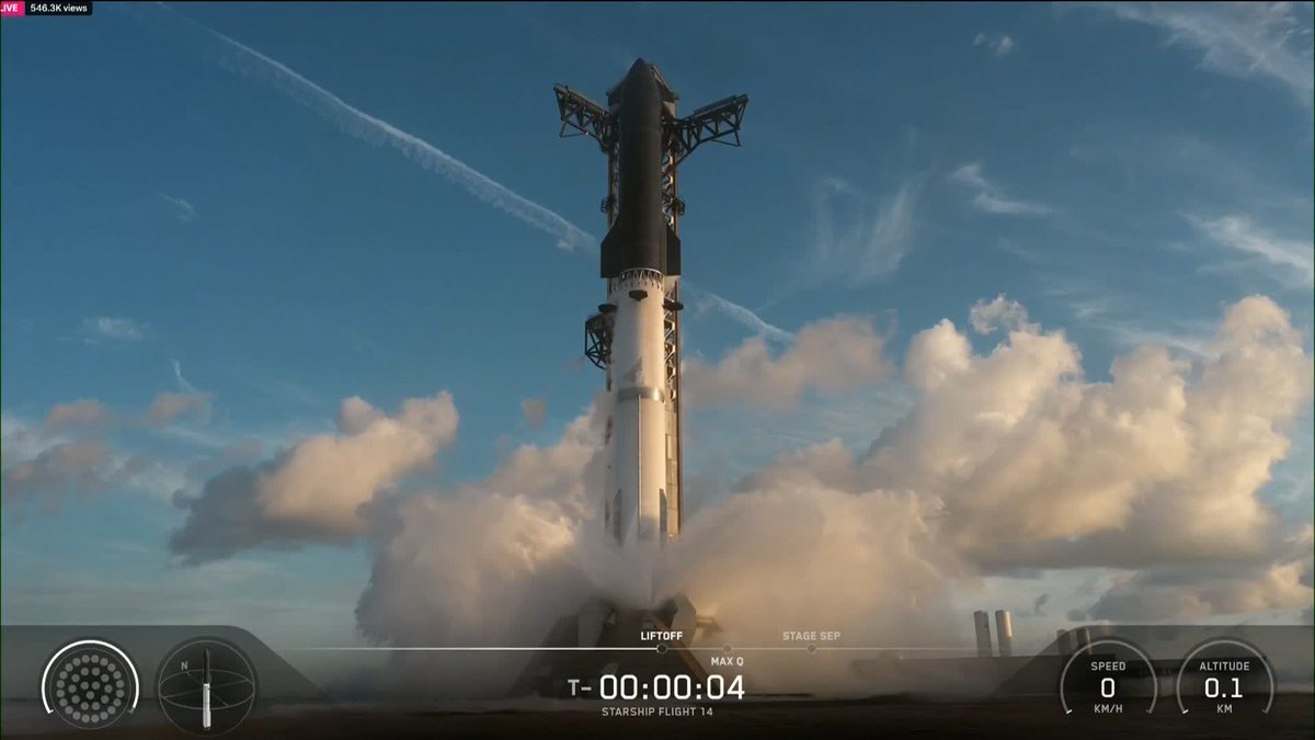 BREAKING: We have lift off 🚀 SpaceX launched rocket as Starship attempts first orbit of Earth