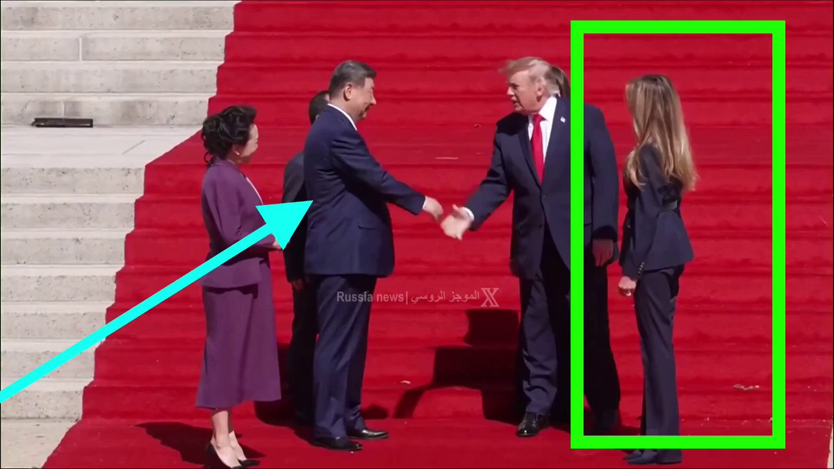 川普夫人拒绝和习近平握手道别， 当习近平伸出手来时， 川普夫人摆手拒绝并向后退了几步。 再華麗的外交包裝，也掩蓋不了這幾秒鐘的底氣不足…💥
