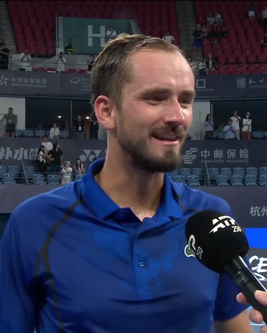 "I'm really happy to see him on the other side of the net" 🤝 Daniil Medvedev on facing great friend Andrey Rublev in tomorrow's Hangzhou final ATP Tour #HangzhouOpen