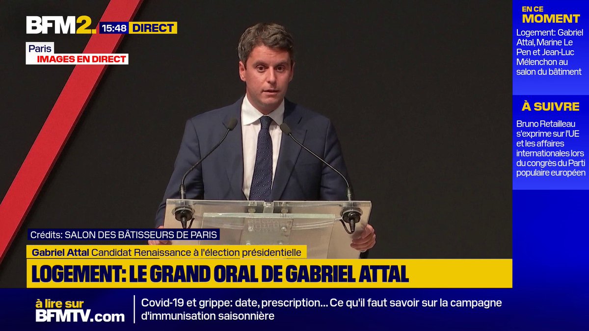 "Il y a eu un gros plantage économique dans le macronisme, c'est le logement" dénonce le candidat Renaissance à la présidentielle Gabriel Attal #BFM2