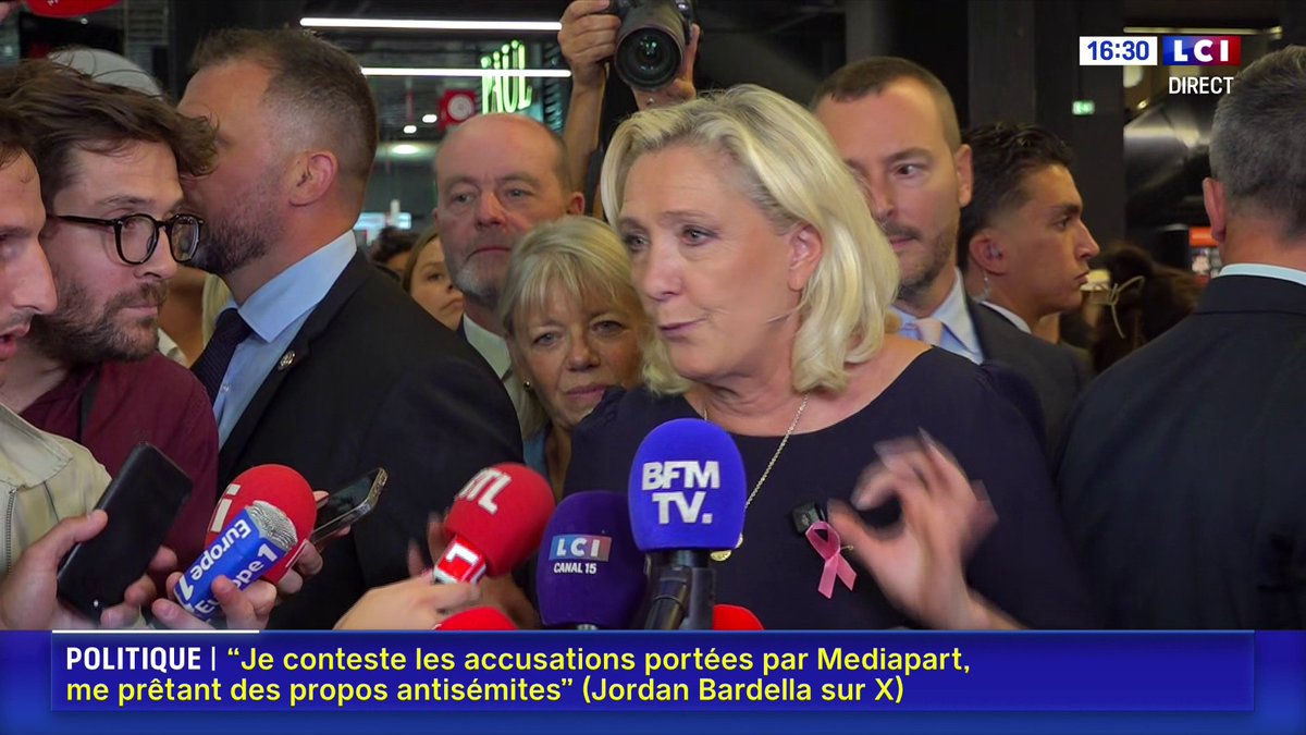 🔴 Écrits antisémites attribués à Jordan Bardella 🗣️ Ce sont des "accusations folles (...) Ça me parait totalement délirant. (…) Je n’y crois pas du tout. C’est une dinguerie", réagit Marine Le Pen, en direct sur LCI