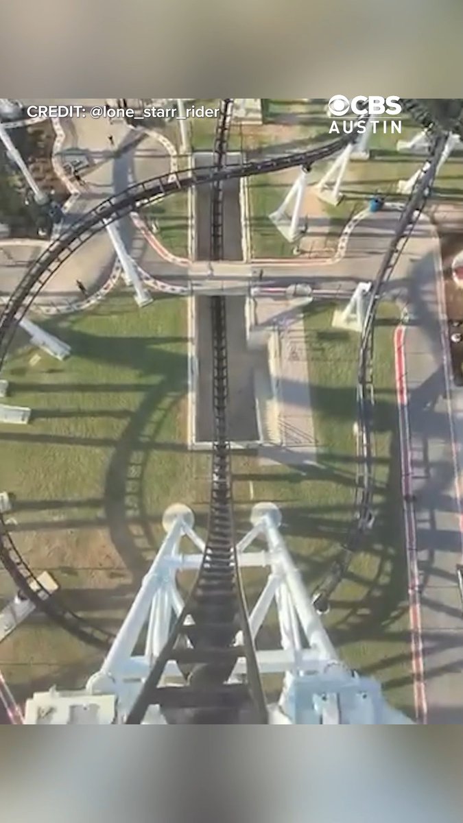 Videos from COTALAND's opening weekend appear to show riders being evacuated from the amusement park's Circuit Breaker tilt coaster and brought to safety after it stopped at the top of a vertical drop. 📹 @lone_starr_rider on TikTok