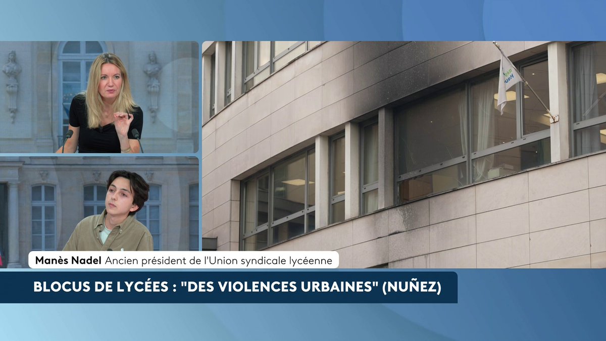 🔴 🗣️ Blocus de lycées : "On la voit bien la différence de répression entre les lycées de banlieues qui se mobilisent et les lycées de centres-villes", estime Manès Nadel, ancien président de l'union syndicale lycéenne. #AvantLe20h #canal16