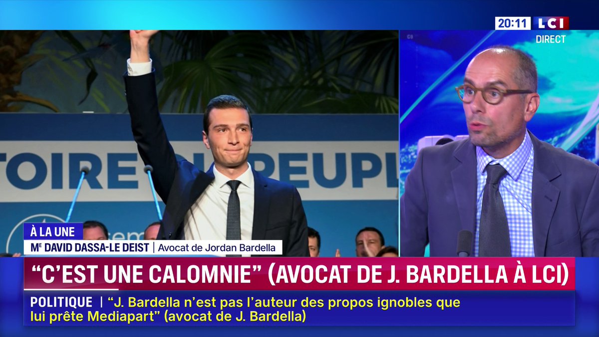 🔴 Écrits antisémites attribués à Jordan Bardella par Mediapart : "On peut même se demander (...) si Mediapart n'est pas lui-même victime d'une opération d'intoxication on pourrait même parler de barbouzerie", Me David Dassa-Le Deist, avocat de Jordan Bardella ▶️ Darius Rochebin